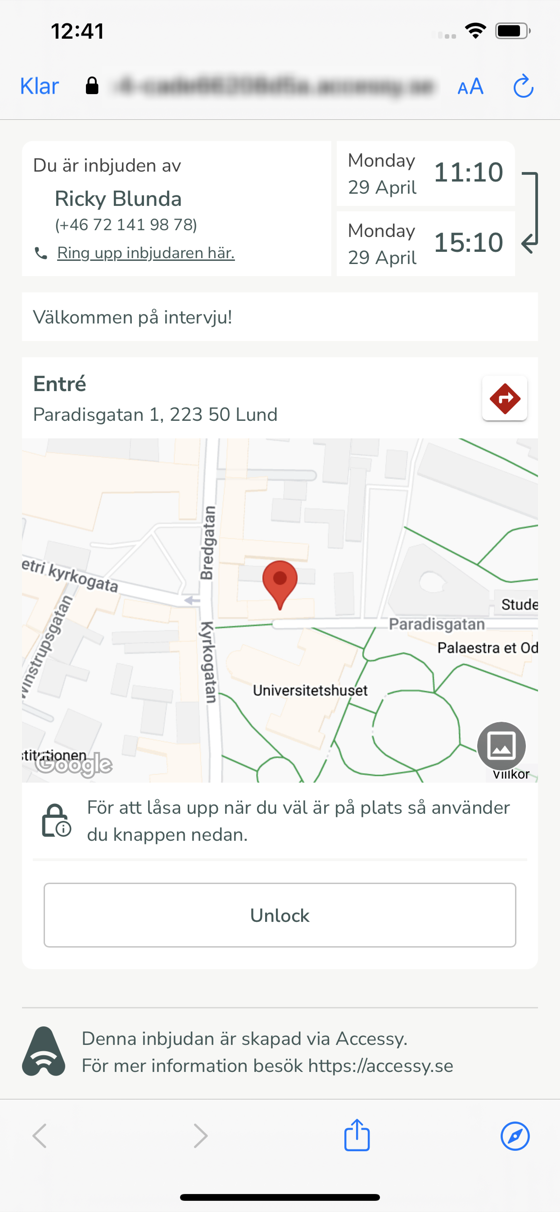 Så ser gästaccessen ut för mottagaren