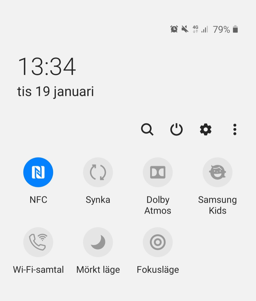 Slå på NFC i Android-snabbmenyn